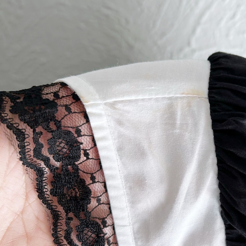 Batsheva Dawn Maxi Dress Black White Lace-Up Cotton Prairie Dress NWT Sz 4 Goth - Picture 8 of 8